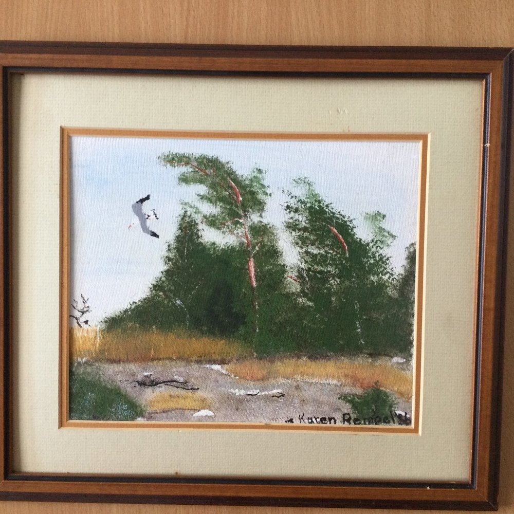 Karen Rempel 86 oil painting Pancake island Georgian Bay small wooden frame